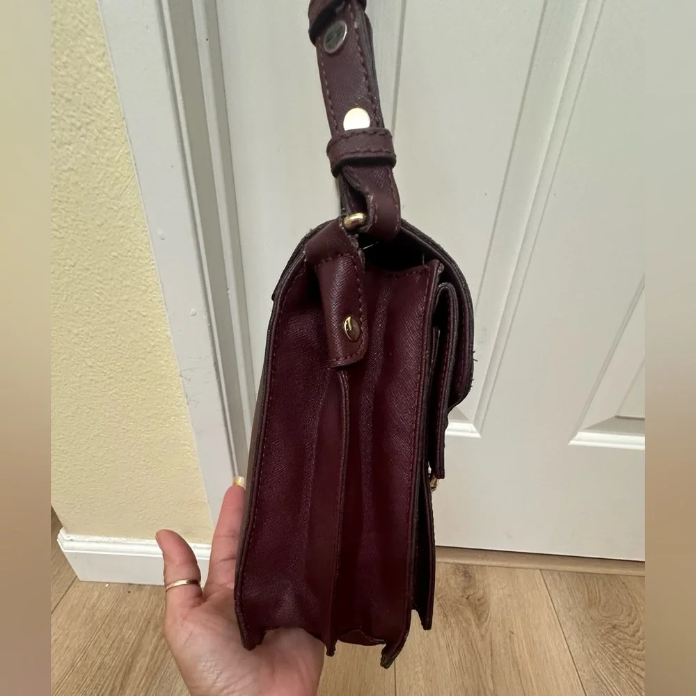 Rebecca Minkoff Hudson Moto Burgundy Leather Crossbody Bag